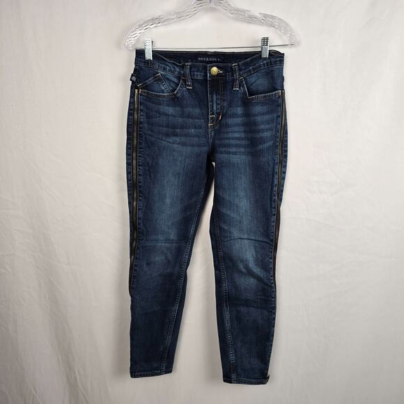Rock & Republic Berlin Skinny Jeans w/ Side Zips Women's 8 Mid Rise Blue - Picture 1 of 16